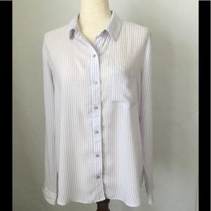 Universal Thread Cream/Light Purple Stripe Long Sleeve Shirt M NWT